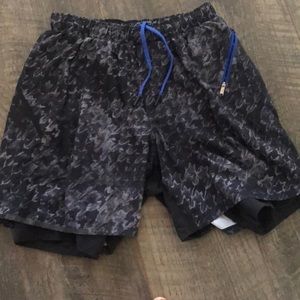 Black printed Lululemon shorts